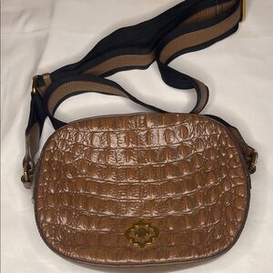 orYANY Bold Brown Crocodile Embossed Crossbody Bag